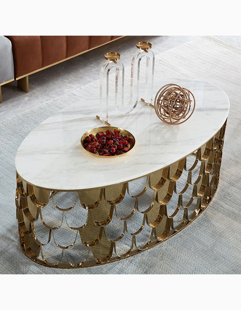 Gold Nesting Coffee Table, Marble