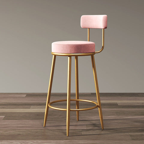 Gregary Bar Stool, Velvet, Gold Leg