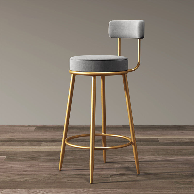 Gregary Bar Stool, Velvet, Gold Leg