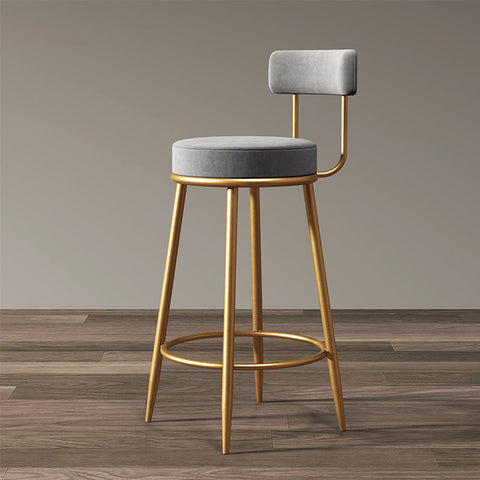 Gregary Bar Stool, Velvet, Gold Leg