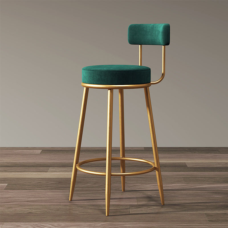 Gregary Bar Stool, Velvet, Gold Leg