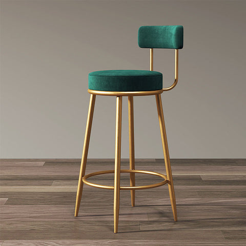 Gregary Bar Stool, Velvet, Gold Leg