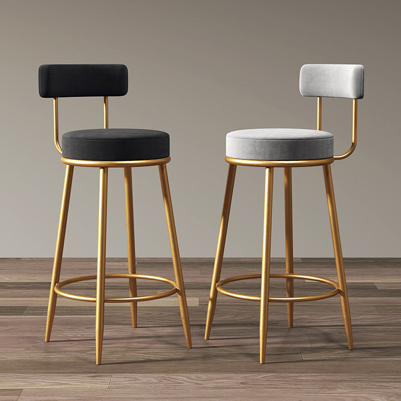 Gregary Bar Stool, Velvet, Gold Leg
