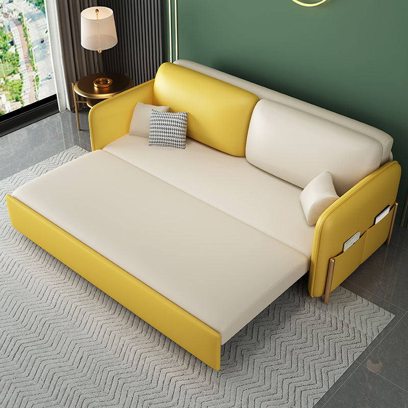 Burke Two Seater Sofa Bed, Yellow and White