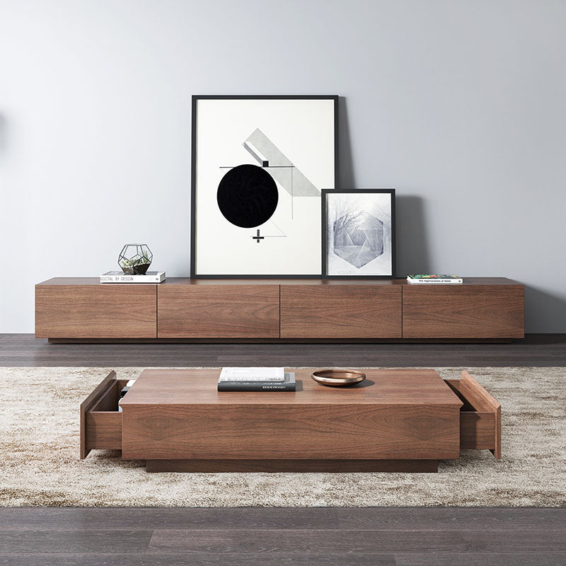 Lavone Coffee Table With TV Stand Set, Walnut