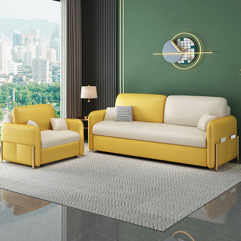 Burke Two Seater Sofa Bed, Yellow and White