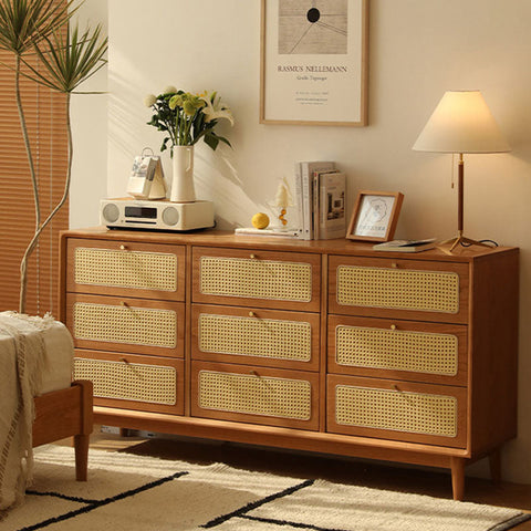 Vivian Cabinet, Rattan & Wood