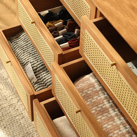 Vivian Cabinet, Rattan & Wood