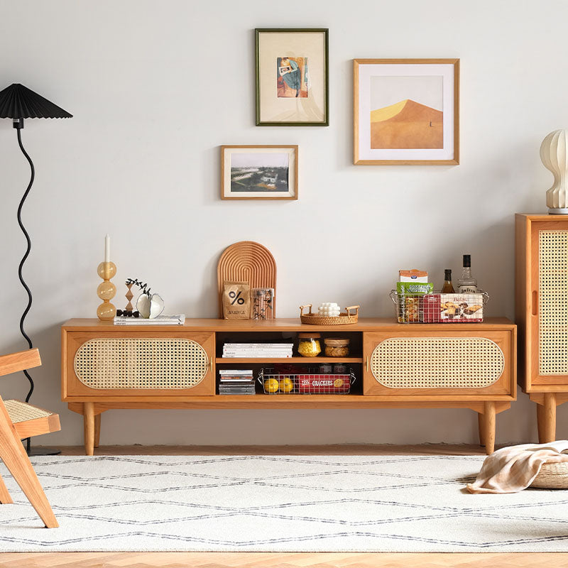 Elijah Rattan TV Stand, Oak