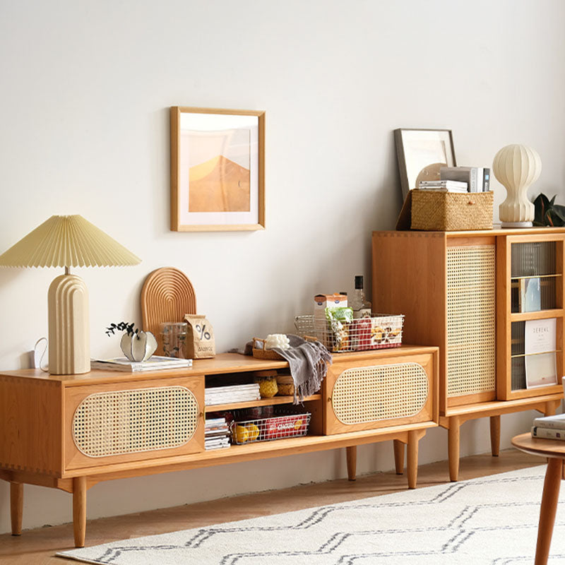 Elijah Rattan TV Stand, Oak