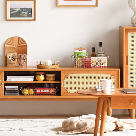 Elijah Rattan TV Stand, Oak