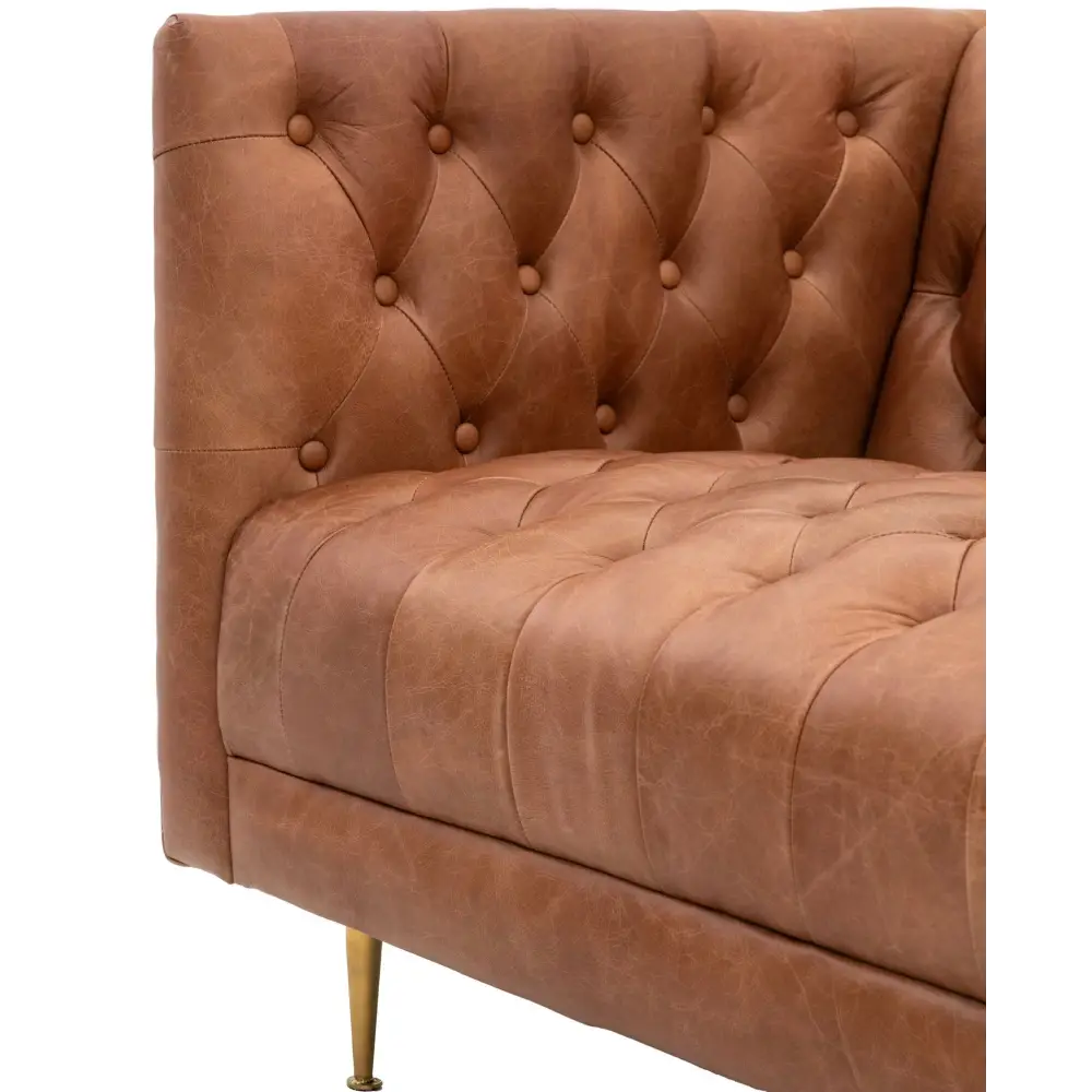 Denby 3 Seater Sofa - Tan Leather - Sofa