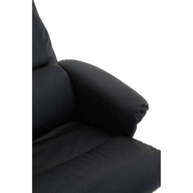 Black leather effect reclining chair armrest with plush cushioning from denton leather effect reclining chair with footstool