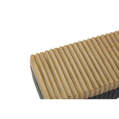Beige corrugated plastic brush with black base inside small gold and black trinket box deomali black trinket box