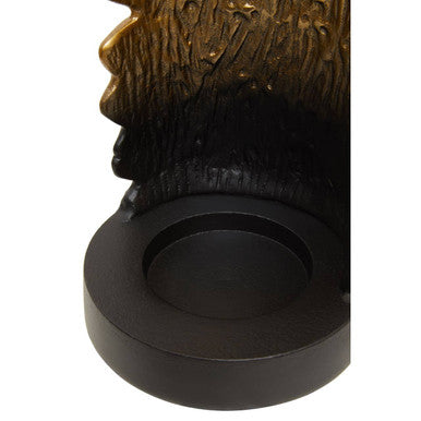Black and gold textured deomali small ombre candle holder with circular base perfect for small ombre black decor