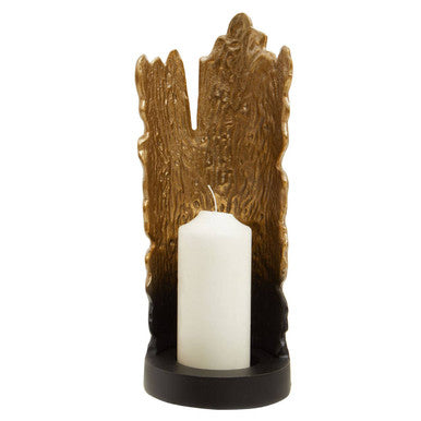 Golden textured candle holder with black base from deomali small ombre black collection perfect for cozy decor