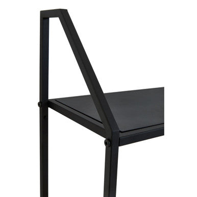 Black metal wall shelf with minimalist frame and flat top surface from the depok two tier rattan metal wall shelf