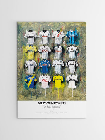 Derby County FC Shirts - A2 Signed Limited Edition Prints