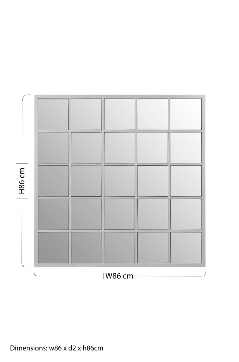 Descartes Silver Grid Frame Wall Mirror