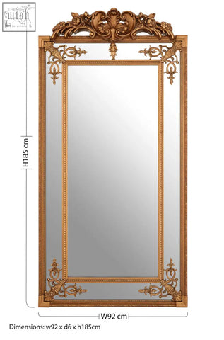 Gold finish deymonte ornate mirror with intricate baroque-style carvings and a gilded frame