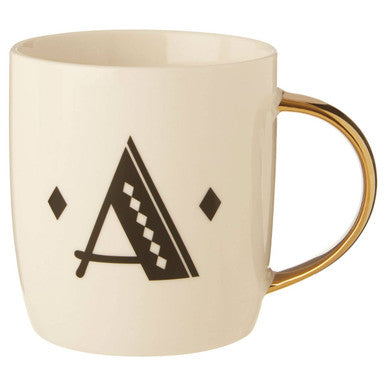 Diamond Deco White Monogram Mug, A