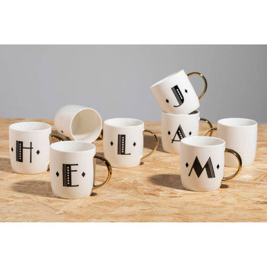 Diamond Deco White Monogram Mug, A