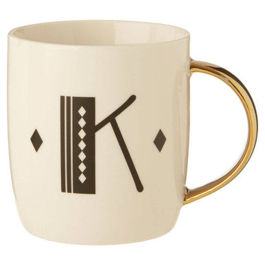 Diamond Deco White Monogram Mug, K