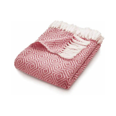 Diamond Design Woven Throw 130X180 cm - Coral Pink - Home Accessories