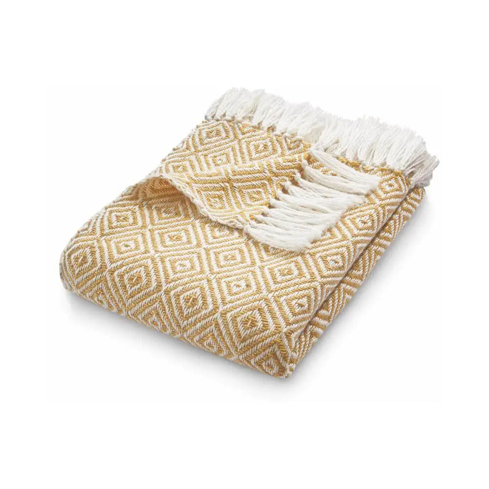 Diamond Design Woven Throw 130X180 cm - Gold - Home Accessories