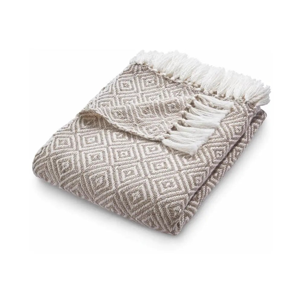 Diamond Design Woven Throw 130X180 cm - Natural - Home Accessories
