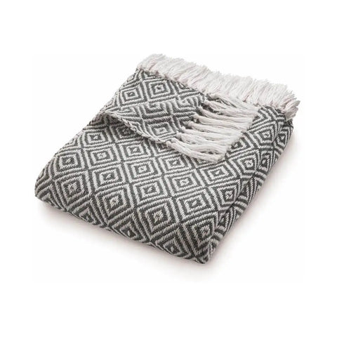 Diamond Design Woven Throw 130X180 cm - Warm Grey - Home Accessories