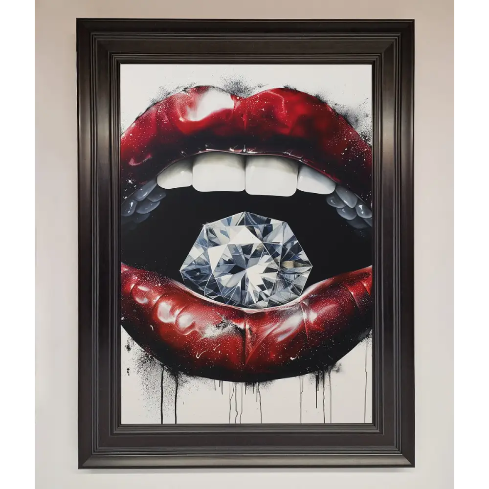 Diamond Lips Framed Poster - A1 (59.4 x 84.1 cm) / Matt Black - Framed Print