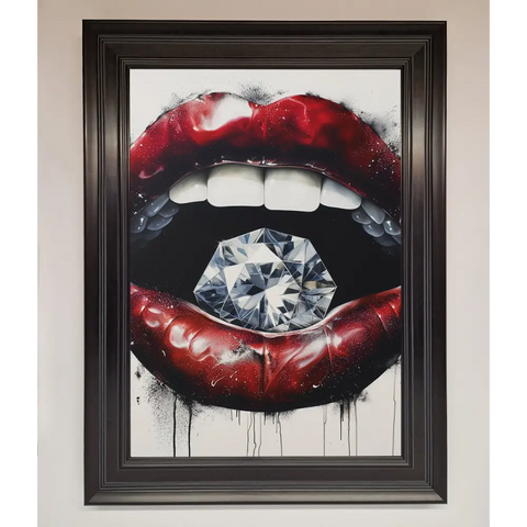 Diamond Lips Framed Poster - A1 (59.4 x 84.1 cm) / Matt Black - Framed Print