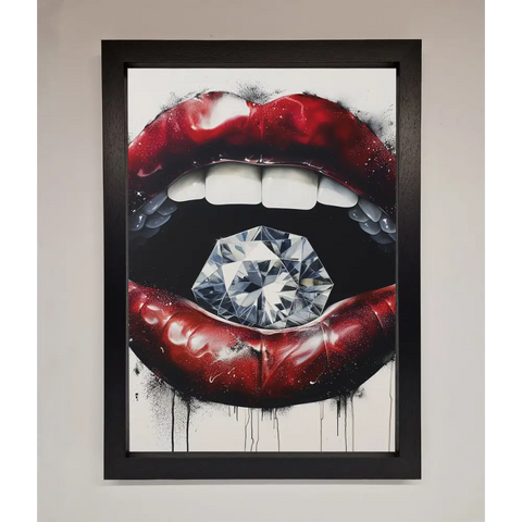 Diamond Lips Framed Poster - A3 (29.7 x 42 cm) / Black - Framed Print