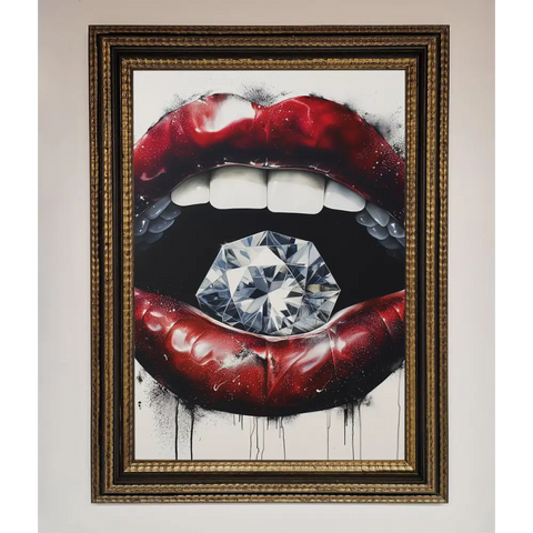 Diamond Lips Framed Poster - A3 (29.7 x 42 cm) / Ornate Gold Black - Framed Print