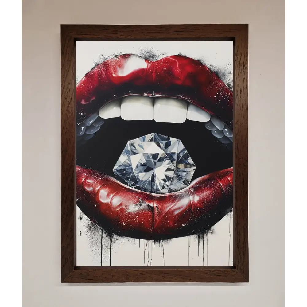 Diamond Lips Framed Poster - A3 (29.7 x 42 cm) / Walnut - Framed Print