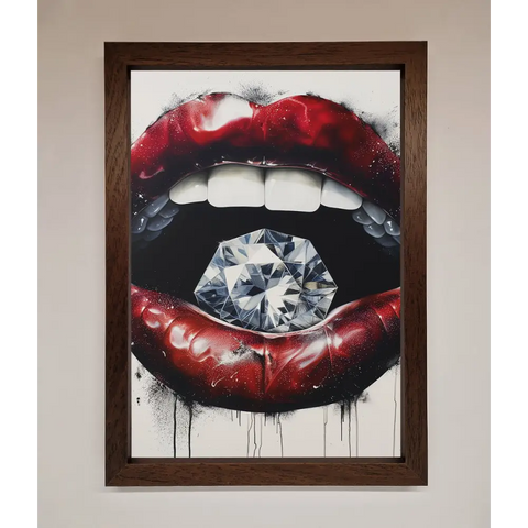Diamond Lips Framed Poster - A3 (29.7 x 42 cm) / Walnut - Framed Print