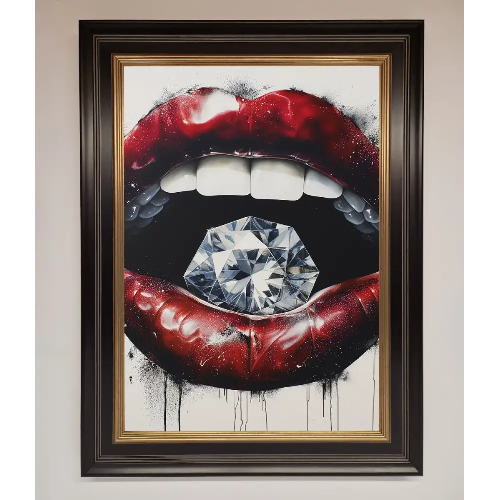 Diamond Lips Framed Poster - B0 (100 x 141 cm) / Black Gold - Framed Print