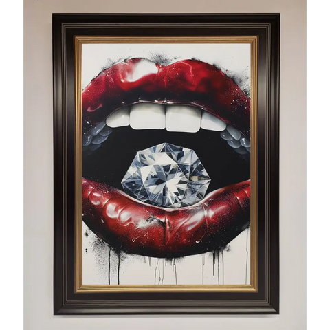 Diamond Lips Framed Poster - B0 (100 x 141 cm) / Black Gold - Framed Print
