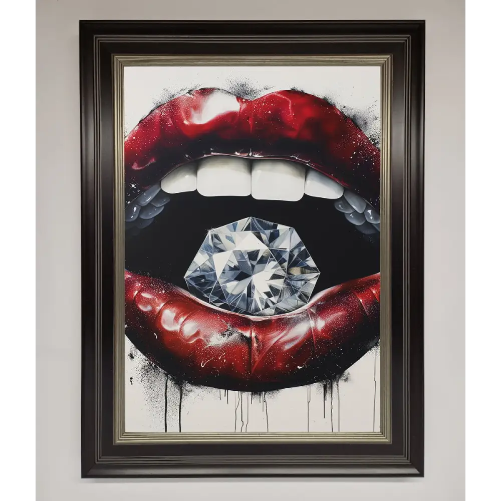Diamond Lips Framed Poster - B0 (100 x 141 cm) / Black Silver - Framed Print