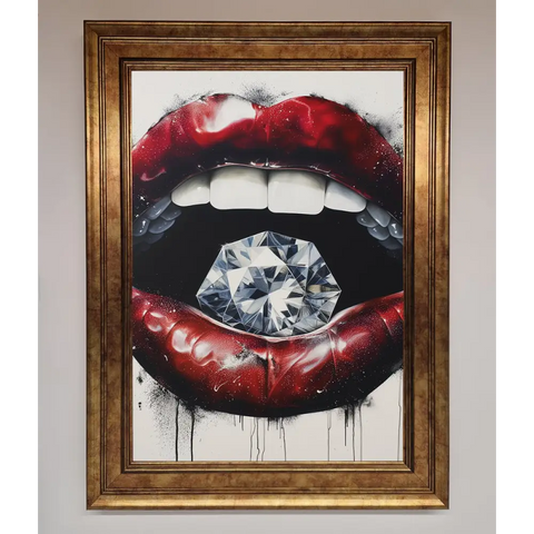 Diamond Lips Framed Poster - B0 (100 x 141 cm) / Bronze - Framed Print