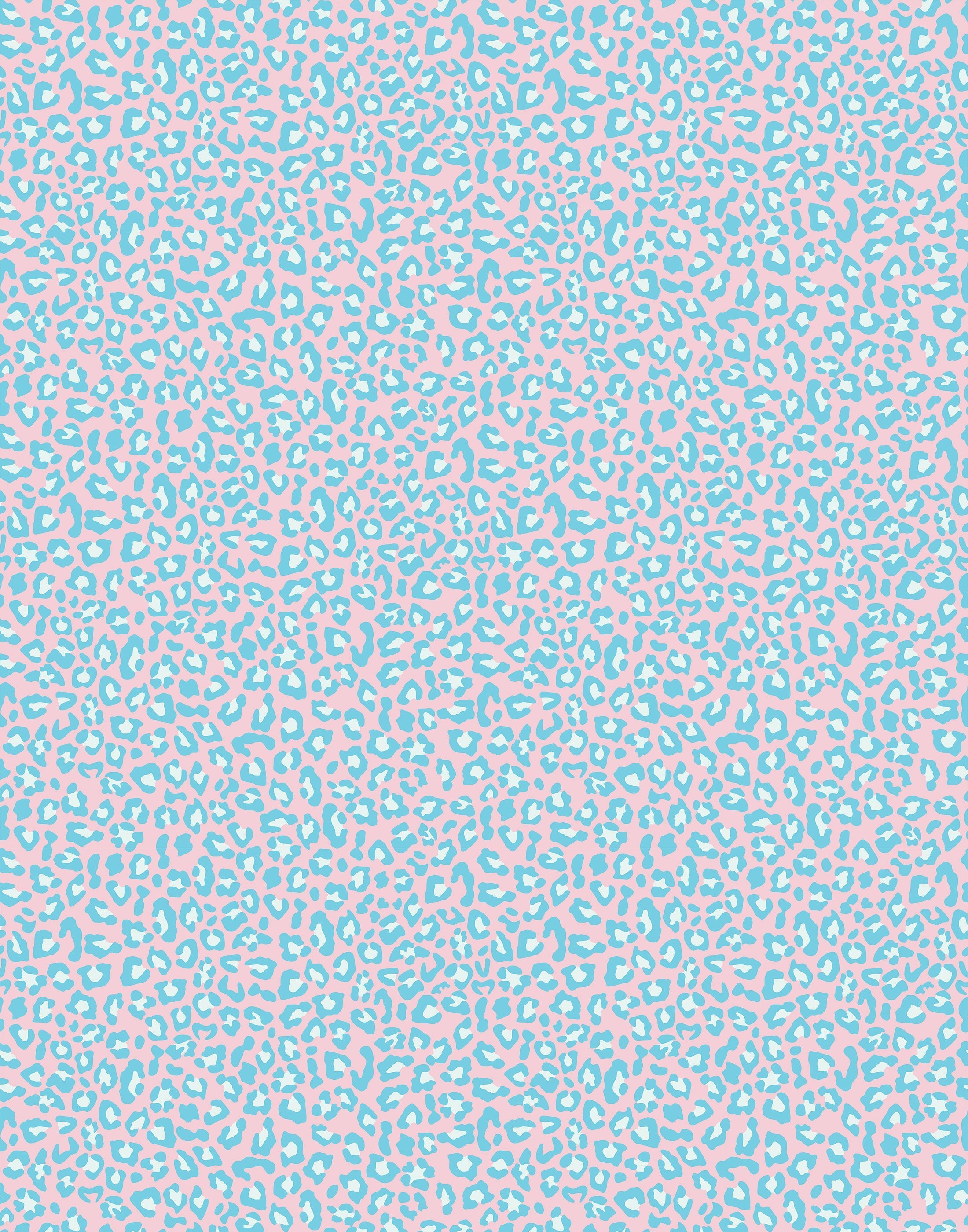 Diego print wallpaper with pastel blue and white leopard print wallpaper on soft pink background adding visual texture