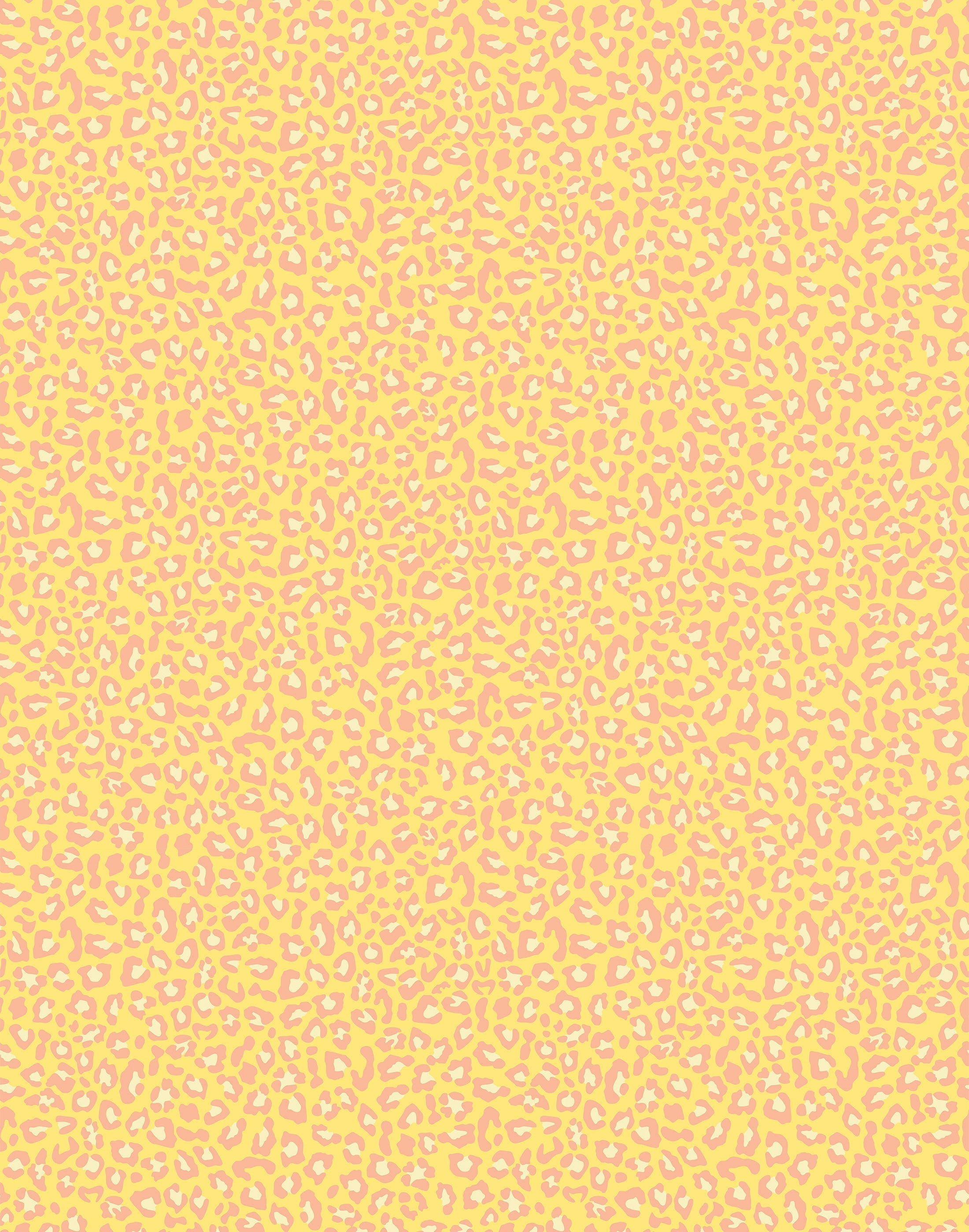 Diego print wallpaper features yellow leopard print with soft pink and white spots for a bold visual texture