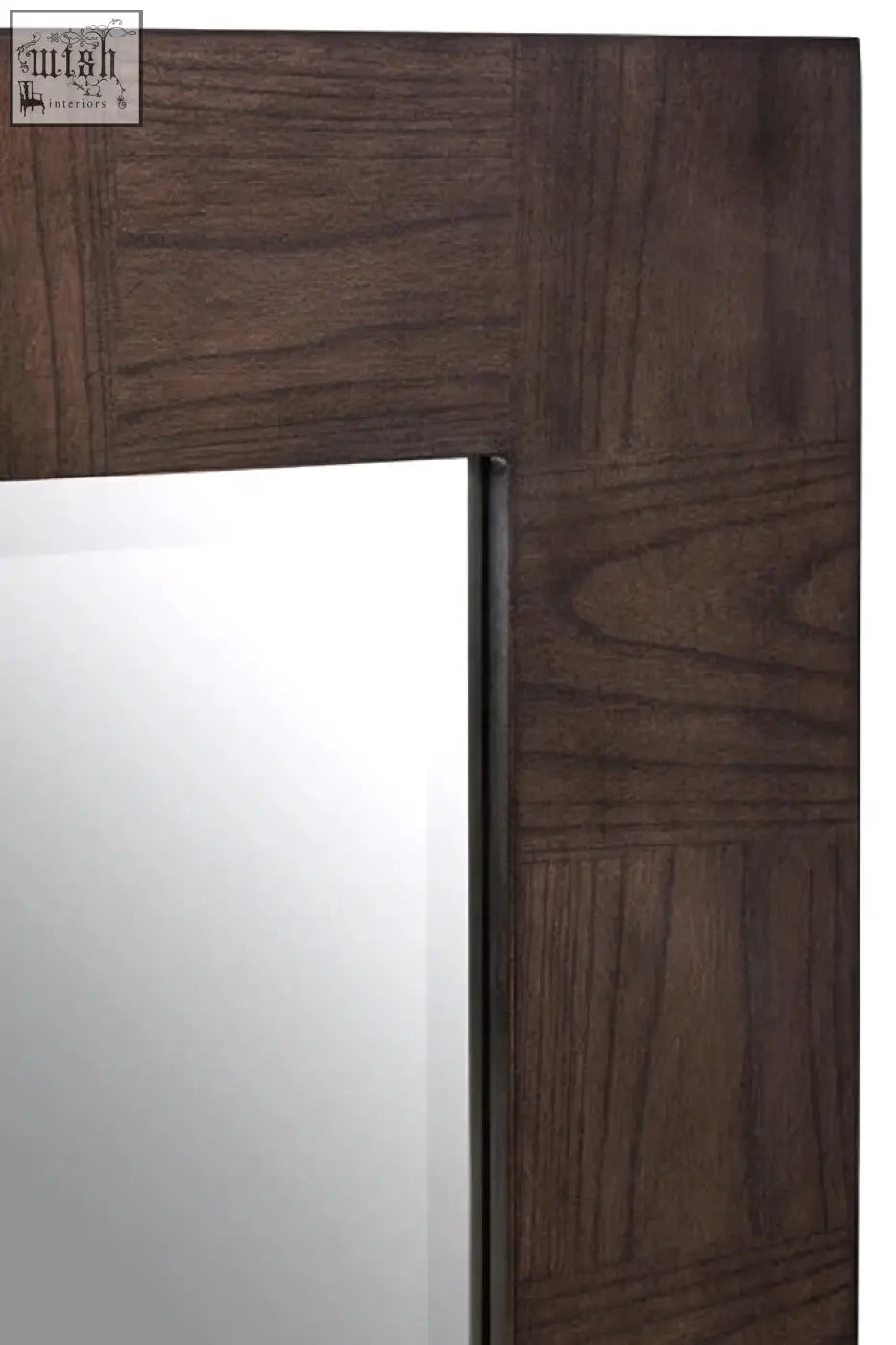 Dimaro antique grey wall mirror with dark wood frame textured grainy surface and clean edges for grey wall mirror use