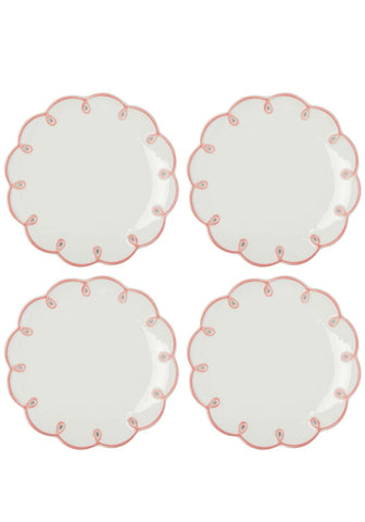Pretty In Pink Scalloped Lunch Plate - Set of 4
