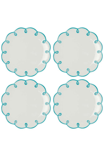 Sky Blue Scalloped Dessert Plate - Set of 4