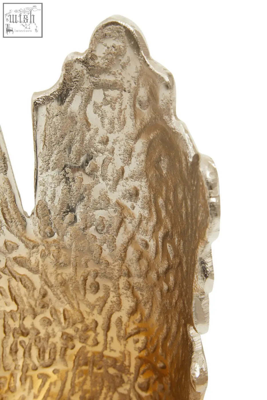 Silver-toned dion large ombre candle holder with textured embossed patterns and a slightly tarnished finish