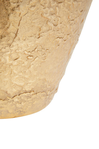 Beige textured ceramic dion large ombre vase with rustic handcrafted finish and silver and gold finish vase accents