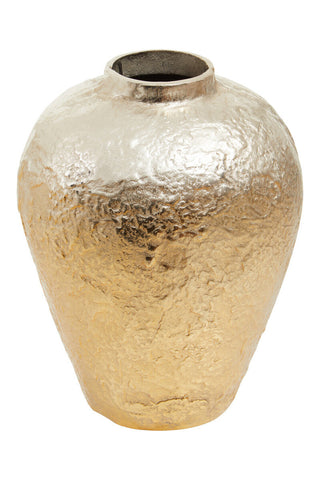 Dion large ombre gold finish vase with a textured hammered metallic gold surface and a slightly flared rim