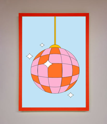 Disco Ball Pink Framed Poster